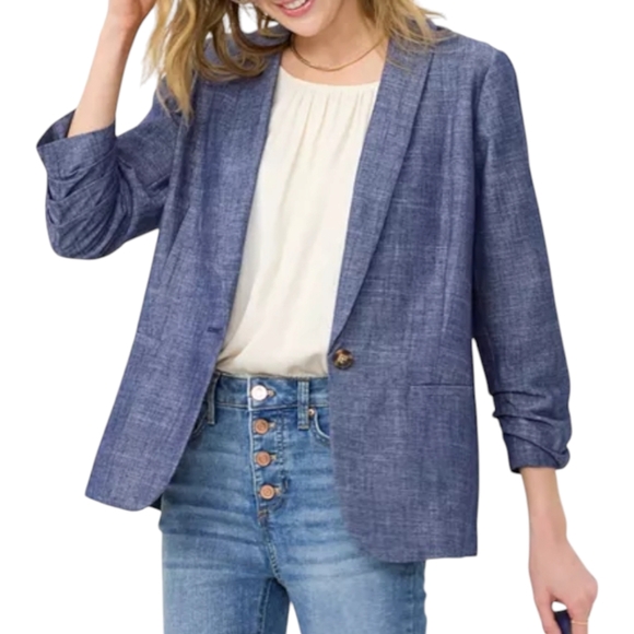 LC Lauren Conrad Single Breasted Linen Blend Blazer XL - Picture 1 of 7